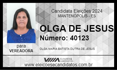 Candidato OLGA DE JESUS 2024 - MANTENÓPOLIS - Eleições