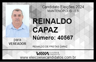 Candidato REINALDO CAPAZ 2024 - MANTENÓPOLIS - Eleições