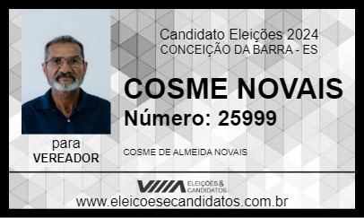 Candidato COSME NOVAIS 2024 - CONCEIÇÃO DA BARRA - Eleições