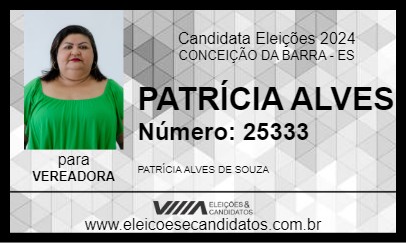 Candidato PATRÍCIA ALVES 2024 - CONCEIÇÃO DA BARRA - Eleições