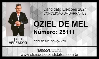 Candidato OZIEL DE MEL 2024 - CONCEIÇÃO DA BARRA - Eleições