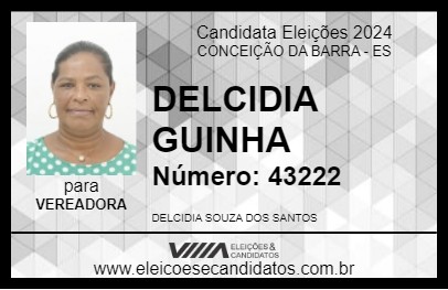 Candidato DELCIDIA GUINHA 2024 - CONCEIÇÃO DA BARRA - Eleições