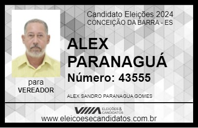 Candidato ALEX PARANAGUÁ 2024 - CONCEIÇÃO DA BARRA - Eleições