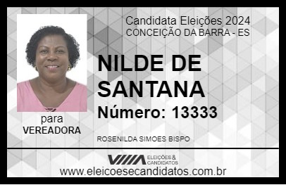 Candidato NILDE DE SANTANA 2024 - CONCEIÇÃO DA BARRA - Eleições