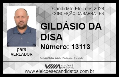 Candidato GILDÁSIO DA DISA 2024 - CONCEIÇÃO DA BARRA - Eleições