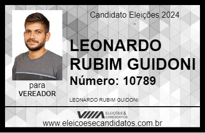 Candidato LEONARDO RUBIM GUIDONI 2024 - SÃO DOMINGOS DO NORTE - Eleições