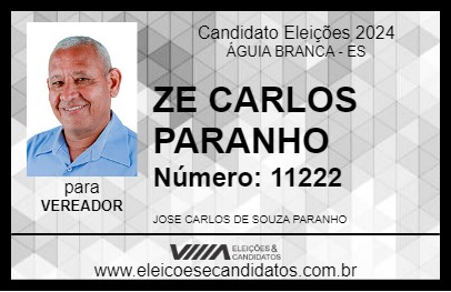 Candidato ZE CARLOS PARANHO 2024 - ÁGUIA BRANCA - Eleições