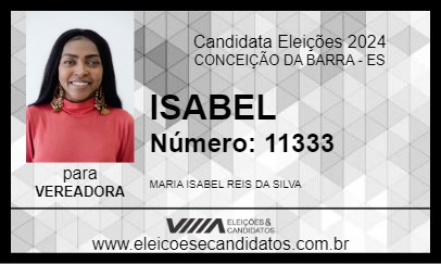 Candidato ISABEL 2024 - CONCEIÇÃO DA BARRA - Eleições