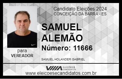 Candidato SAMUEL ALEMÃO 2024 - CONCEIÇÃO DA BARRA - Eleições