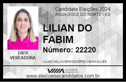 Candidato LILIAN DO FABIM 2024 - ÁGUA DOCE DO NORTE - Eleições