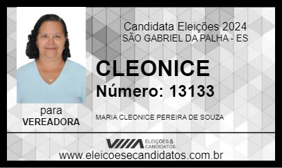 Candidato CLEONICE 2024 - SÃO GABRIEL DA PALHA - Eleições