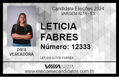 Candidato LETICIA FABRES 2024 - VARGEM ALTA - Eleições