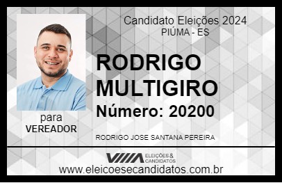 Candidato RODRIGO MULTIGIRO 2024 - PIÚMA - Eleições