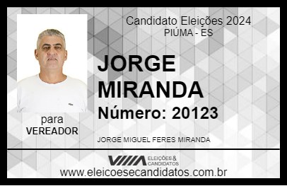 Candidato JORGE MIRANDA 2024 - PIÚMA - Eleições