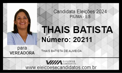 Candidato THAIS BATISTA 2024 - PIÚMA - Eleições