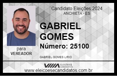 Candidato GABRIEL GOMES 2024 - ANCHIETA - Eleições