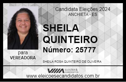 Candidato SHEILA QUINTEIRO 2024 - ANCHIETA - Eleições