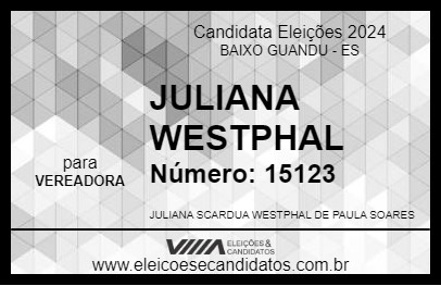 Candidato JULIANA WESTPHAL 2024 - BAIXO GUANDU - Eleições