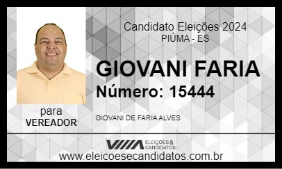 Candidato GIOVANI FARIA 2024 - PIÚMA - Eleições