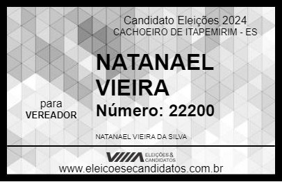 Candidato NATANAEL VIEIRA 2024 - CACHOEIRO DE ITAPEMIRIM - Eleições