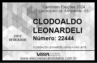 Candidato CLODOALDO LEONARDELI 2024 - CACHOEIRO DE ITAPEMIRIM - Eleições