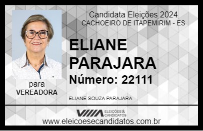 Candidato ELIANE PARAJARA 2024 - CACHOEIRO DE ITAPEMIRIM - Eleições