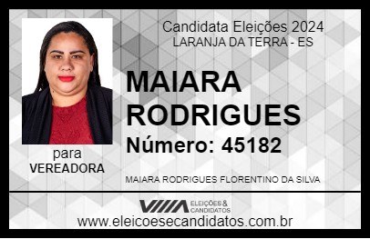 Candidato MAIARA RODRIGUES 2024 - LARANJA DA TERRA - Eleições