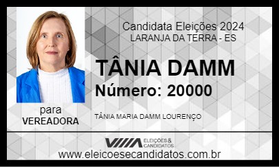 Candidato TÂNIA DAMM 2024 - LARANJA DA TERRA - Eleições