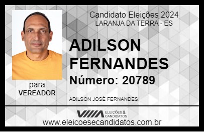 Candidato ADILSON FERNANDES 2024 - LARANJA DA TERRA - Eleições