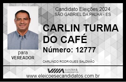 Candidato CARLIN TURMA DO CAFÉ 2024 - SÃO GABRIEL DA PALHA - Eleições