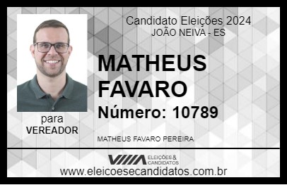 Candidato MATHEUS FAVARO 2024 - JOÃO NEIVA - Eleições