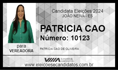 Candidato PATRICIA CAO 2024 - JOÃO NEIVA - Eleições