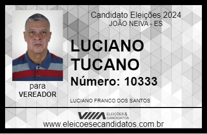 Candidato LUCIANO TUCANO 2024 - JOÃO NEIVA - Eleições