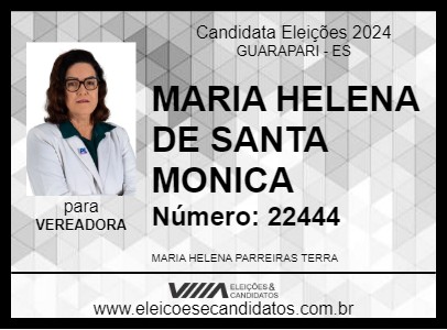 Candidato MARIA HELENA DE SANTA MONICA 2024 - GUARAPARI - Eleições