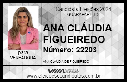 Candidato ANA CLÁUDIA FIGUEIREDO 2024 - GUARAPARI - Eleições