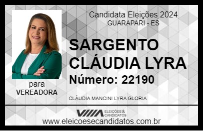 Candidato SARGENTO CLÁUDIA LYRA 2024 - GUARAPARI - Eleições