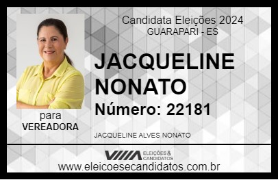 Candidato JACQUELINE NONATO 2024 - GUARAPARI - Eleições