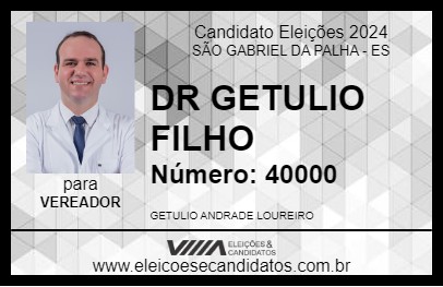 Candidato DR GETULIO FILHO 2024 - SÃO GABRIEL DA PALHA - Eleições