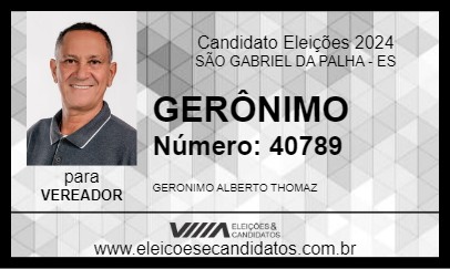 Candidato GERÔNIMO 2024 - SÃO GABRIEL DA PALHA - Eleições