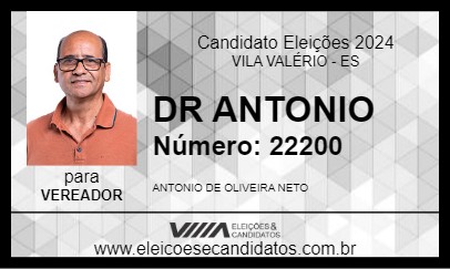 Candidato DR ANTONIO 2024 - VILA VALÉRIO - Eleições