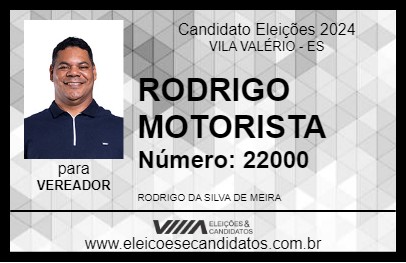 Candidato RODRIGO MOTORISTA 2024 - VILA VALÉRIO - Eleições