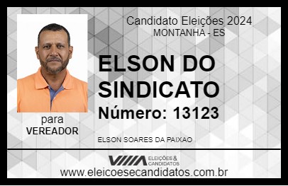 Candidato ELSON DO SINDICATO 2024 - MONTANHA - Eleições