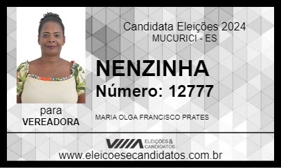 Candidato NENZINHA 2024 - MUCURICI - Eleições