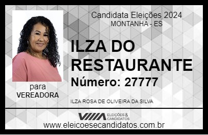 Candidato ILZA DO RESTAURANTE 2024 - MONTANHA - Eleições