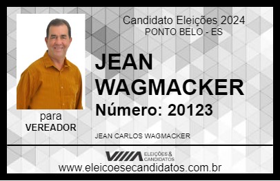 Candidato JEAN WAGMACKER 2024 - PONTO BELO - Eleições