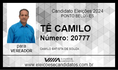 Candidato TÊ CAMILO 2024 - PONTO BELO - Eleições