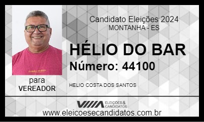 Candidato HÉLIO DO BAR 2024 - MONTANHA - Eleições