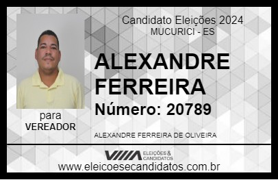 Candidato ALEXANDRE FERREIRA 2024 - MUCURICI - Eleições