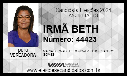 Candidato IRMÃ BETH 2024 - ANCHIETA - Eleições