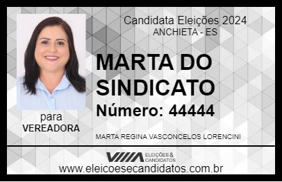 Candidato MARTA DO SINDICATO 2024 - ANCHIETA - Eleições